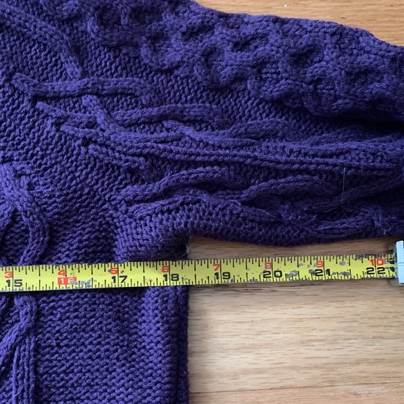 Purple Mock Neck Cable Knit Sweater - Medium - Picture 7 of 10